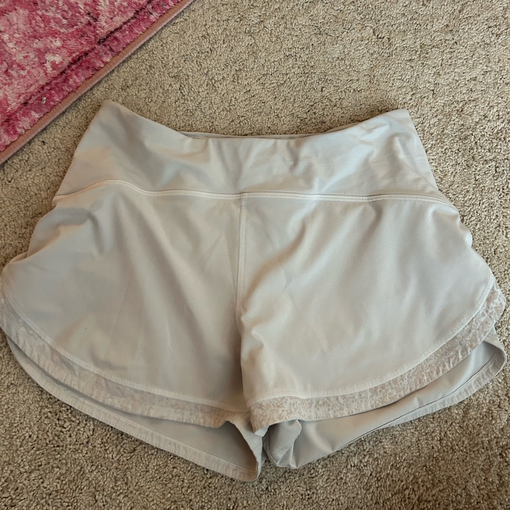 White Lululemon 4” Speed Up Shorts